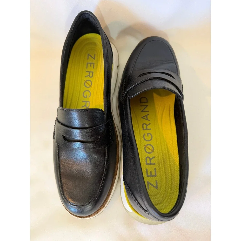 Cole Haan 4.ZER0GRAND Black Leather Penny Loafers Women Sz 7 Excellent Condition
